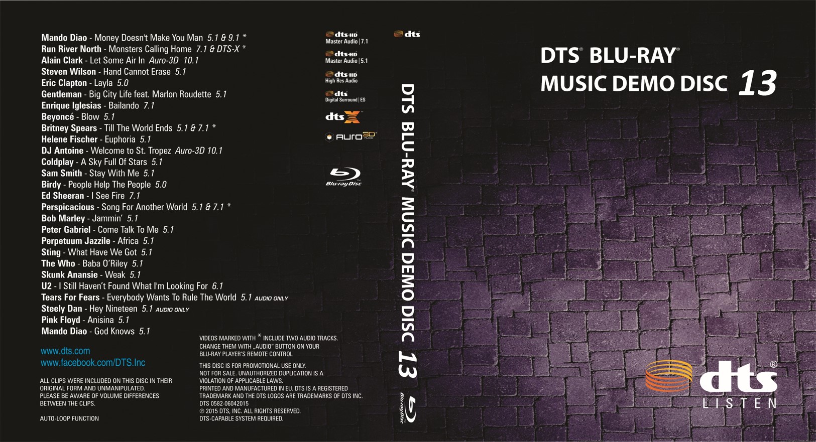 DTS蓝光音乐演示碟 13 2015 DTS Music Demo Disc 13 DTS-X DTX-ES DTS-HDMA 7.1