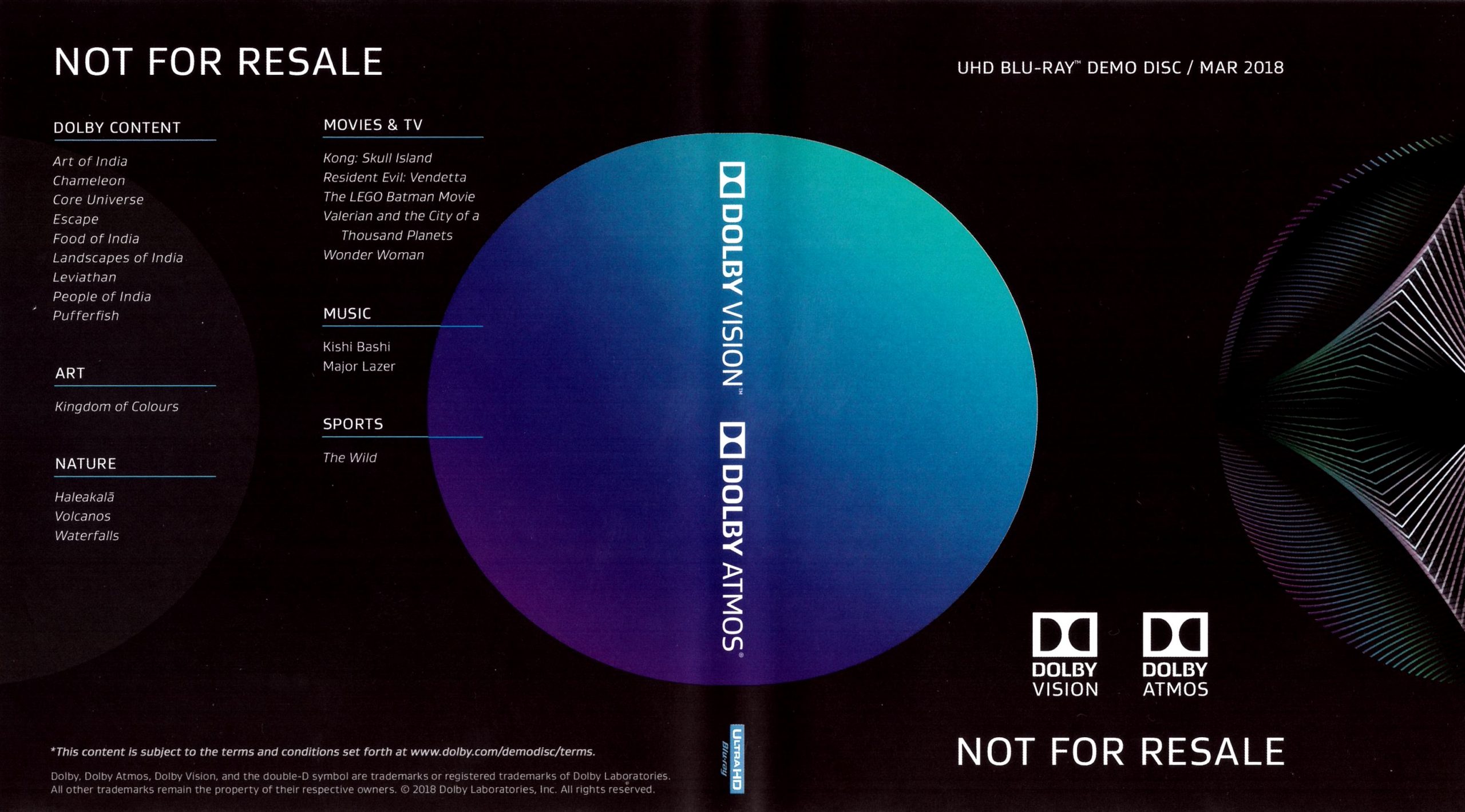 杜比视界演示碟 2018 4K Dolby UHD Blu-Ray Demo Disc March 2018 DolbyAtmos DolbyTrueHD DolbyAC3 7.1